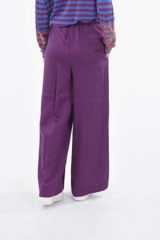High-Waist Twill FLUID Palazzo Pants