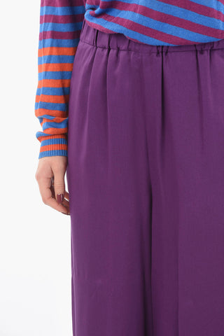 High-Waist Twill FLUID Palazzo Pants