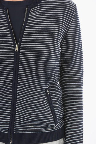 PENN-RICH Awining Striped  F-OTTOMAN Sweater with Zip Closure