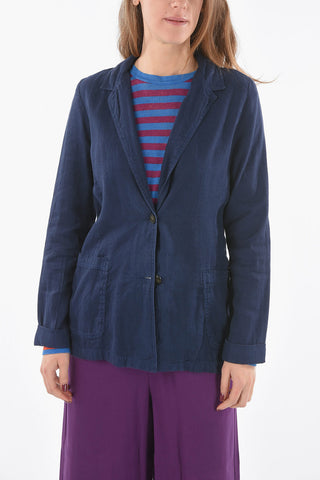 Flax and Cotton Center Vent 2-Button Blazer
