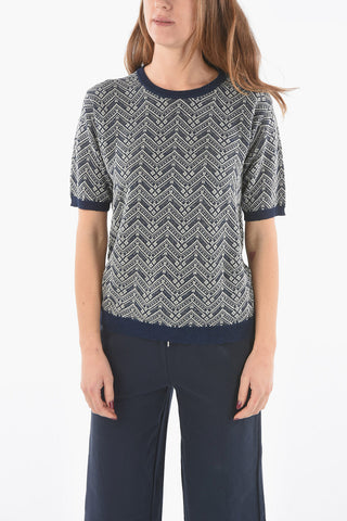 Short Sleeve Crew-neck Jacquard Sweater