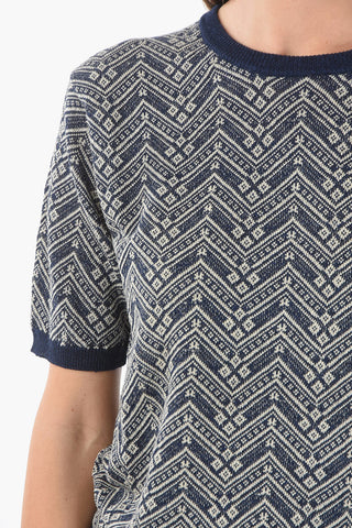 Short Sleeve Crew-neck Jacquard Sweater