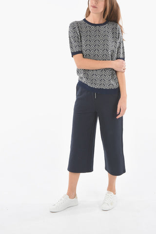 Short Sleeve Crew-neck Jacquard Sweater