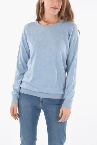 Lightweight Crew-Neck Sweater with RIbbed Cuff Sleeve