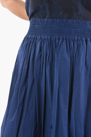 Drawstring Waist Popeline Cotton Flared Skirt