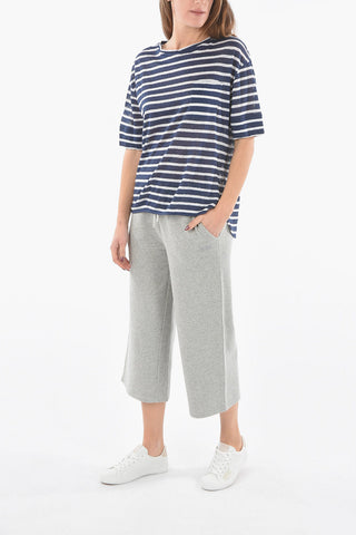 T-shirt Girocollo SLUB a Righe Awning in Lino