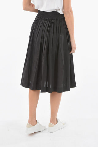 Drawstring Waist Popeline Cotton Flared Skirt