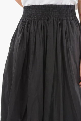 Drawstring Waist Popeline Cotton Flared Skirt