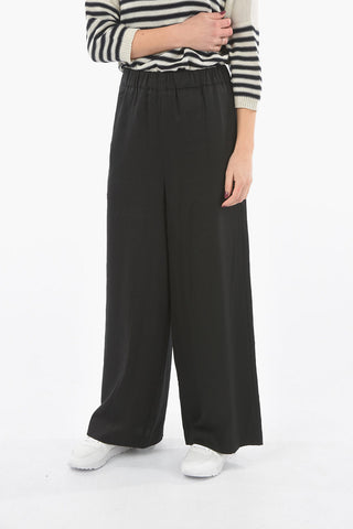 High-Waist Twill FLUID Palazzo Pants