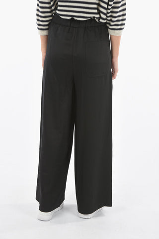 High-Waist Twill FLUID Palazzo Pants