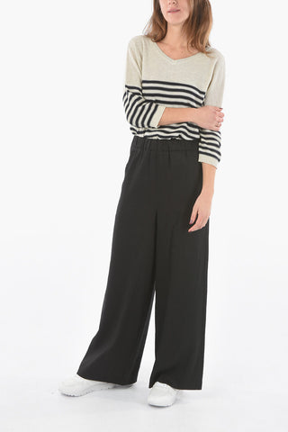 High-Waist Twill FLUID Palazzo Pants