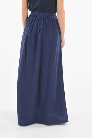Cotton and Flax Maxi Flared Skirt