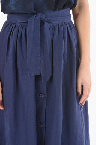 Cotton and Flax Maxi Flared Skirt
