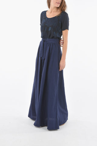 Cotton and Flax Maxi Flared Skirt