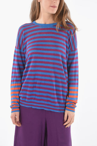 Awining Striped Linen Lightweight Crew-Neck Sweater