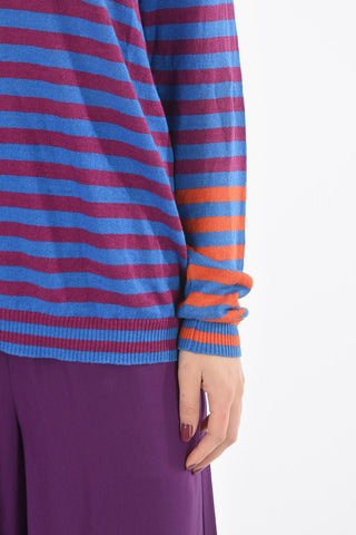 Awining Striped Linen Lightweight Crew-Neck Sweater