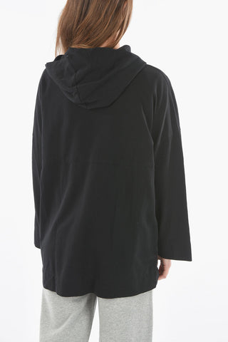 Cotton Solid Color Maxi Hoodie