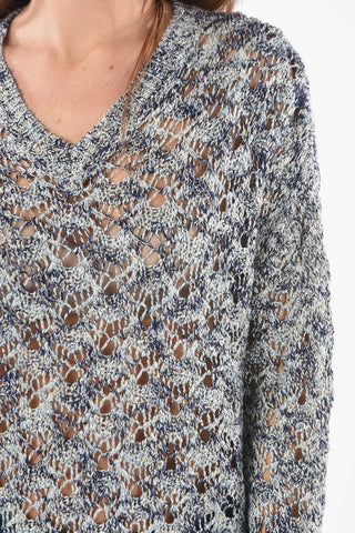 V-Neck Perforated Sweater