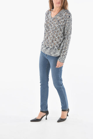 V-Neck Perforated Sweater