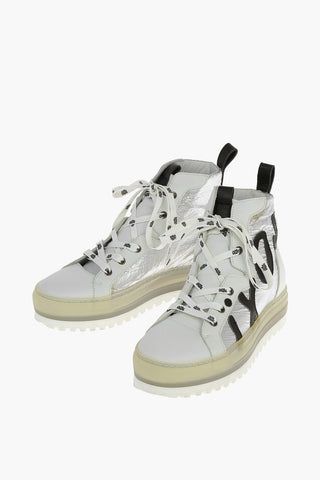 Metallic Leather WOOLF FIAMMA High top Sneakers with Track Sole