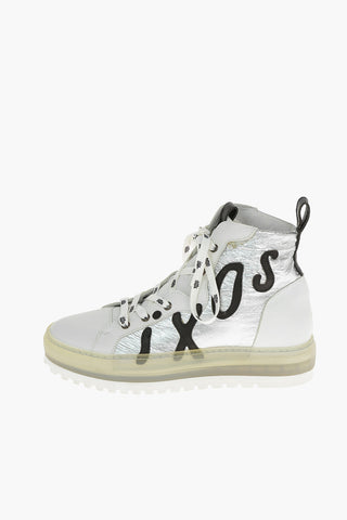 Metallic Leather WOOLF FIAMMA High top Sneakers with Track Sole