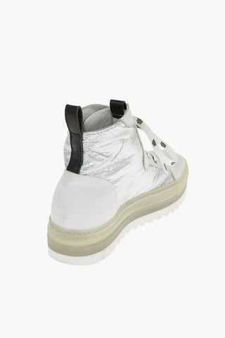 Metallic Leather WOOLF FIAMMA High top Sneakers with Track Sole