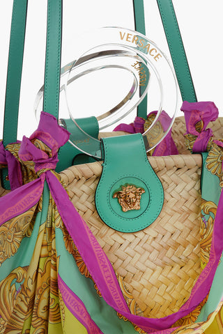 Borsa Tote in Paglia LA MEDUSA con Foulard e Tracolla Regolabile