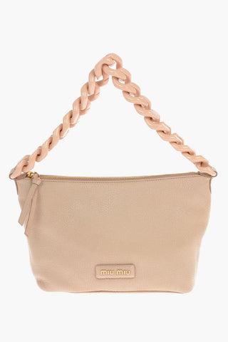 Borsa a Spalla in Pelle Madras con Manico a Catena