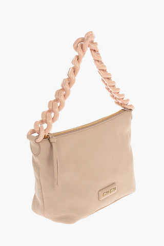 Borsa a Spalla in Pelle Madras con Manico a Catena