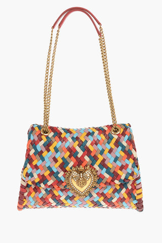 Woven Leather LARGE DEVOTION Shoulder Bag