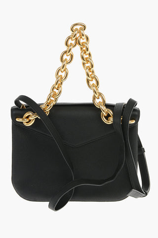 Leather MOUNT Handbag with Chain and Shoulder Strap