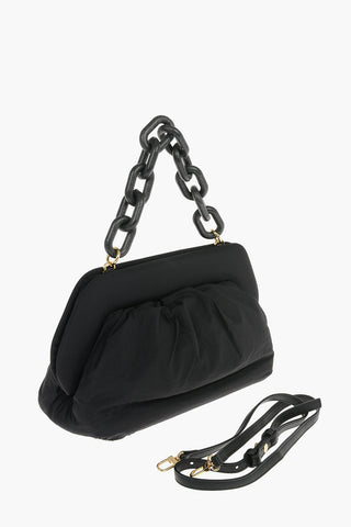 BIOSNYLON Removable Shoulder Strap Padded Handbag with Chain Handle