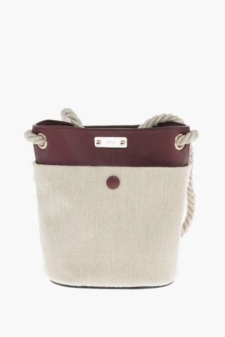 Linen and Calf Leather KEY Small Bucket Bag