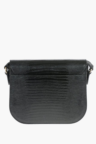Lizard Printed Leather Saddle Bag