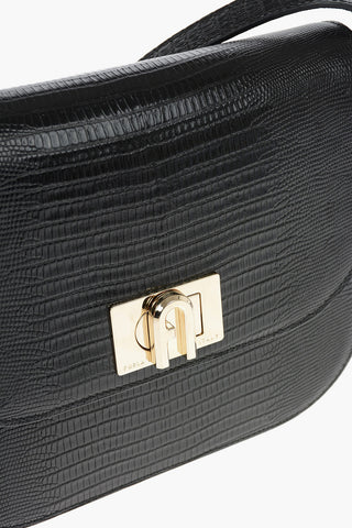 Lizard Printed Leather Saddle Bag