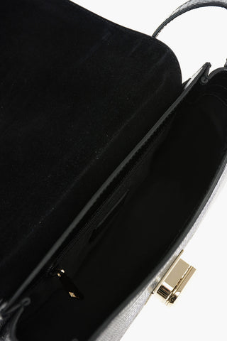 Lizard Printed Leather Saddle Bag