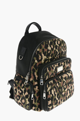 Outer Pocket Animal Patterned Nylon Backpack