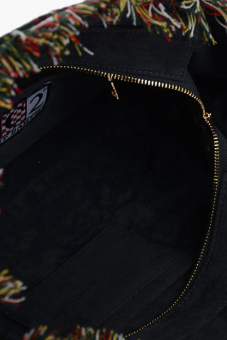 Fringed WINTER PARADISE Checkered Tote Bag