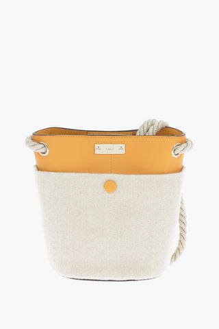 Linen and Calf Leather KEY Small Bucket Bag