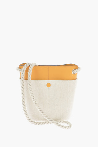 Linen and Calf Leather KEY Small Bucket Bag