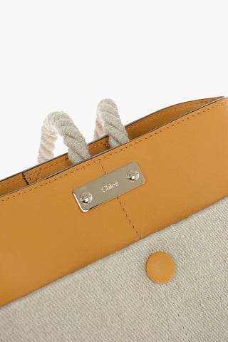 Linen and Calf Leather KEY Small Bucket Bag