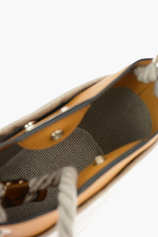Linen and Calf Leather KEY Small Bucket Bag
