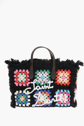 Embroidered Logo Crochet Tote Bag