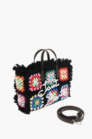 Embroidered Logo Crochet Tote Bag