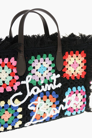 Embroidered Logo Crochet Tote Bag