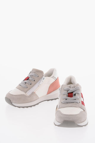 Leather and Fabric Sneakers with Side Zip