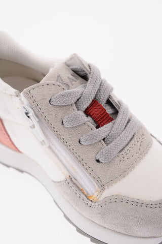 Leather and Fabric Sneakers with Side Zip