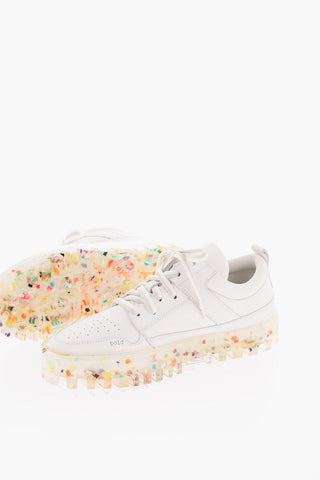 Leather Sneakers with Multicolor Sole
