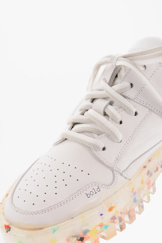 Leather Sneakers with Multicolor Sole
