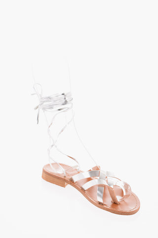 Sandali Lace-up in Pelle Metallizzata